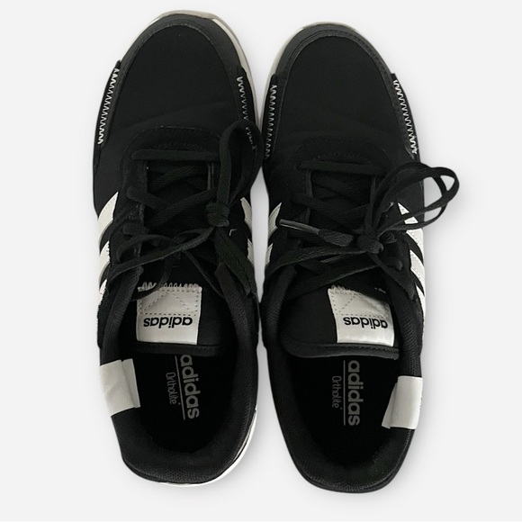 ADIDAS Womens 7.5 Retrorun Core Athletic Sneakers Black White Shoes - Picture 2 of 9